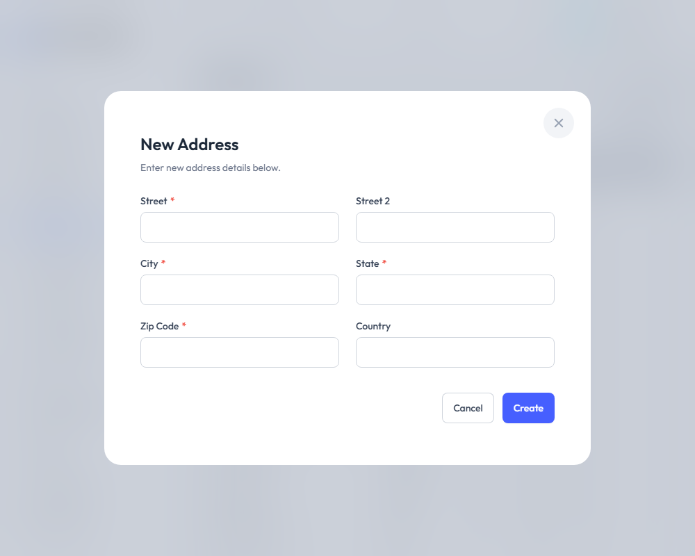 New Address Modal