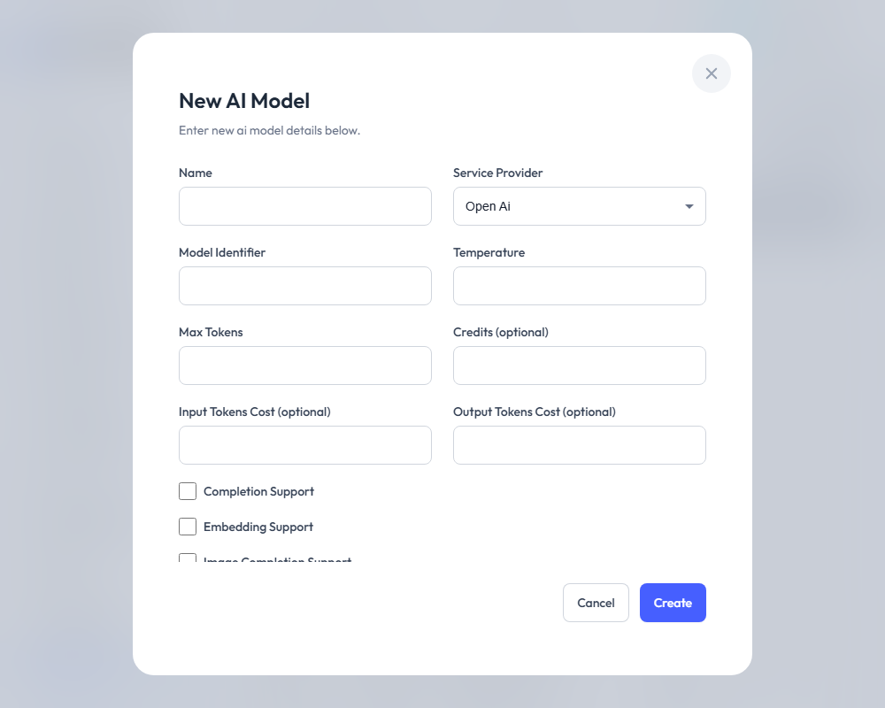 New AI Model Modal