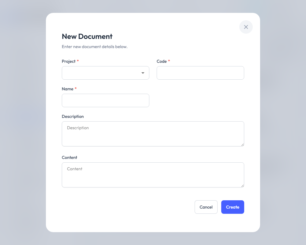 New Document Modal