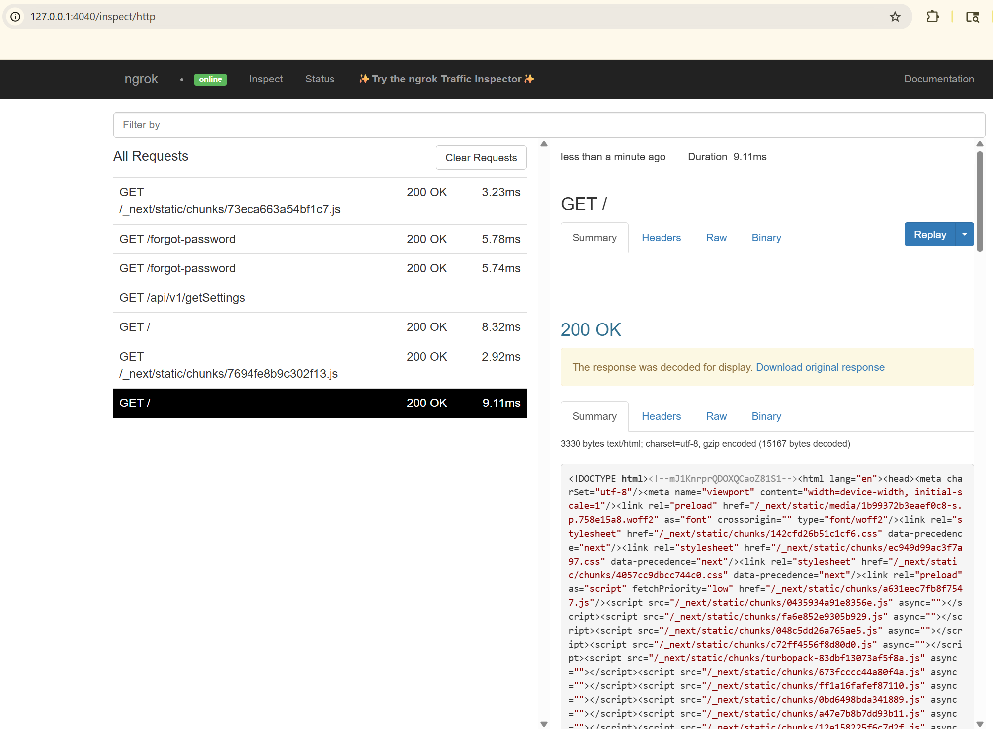 Ngrok Web Interface