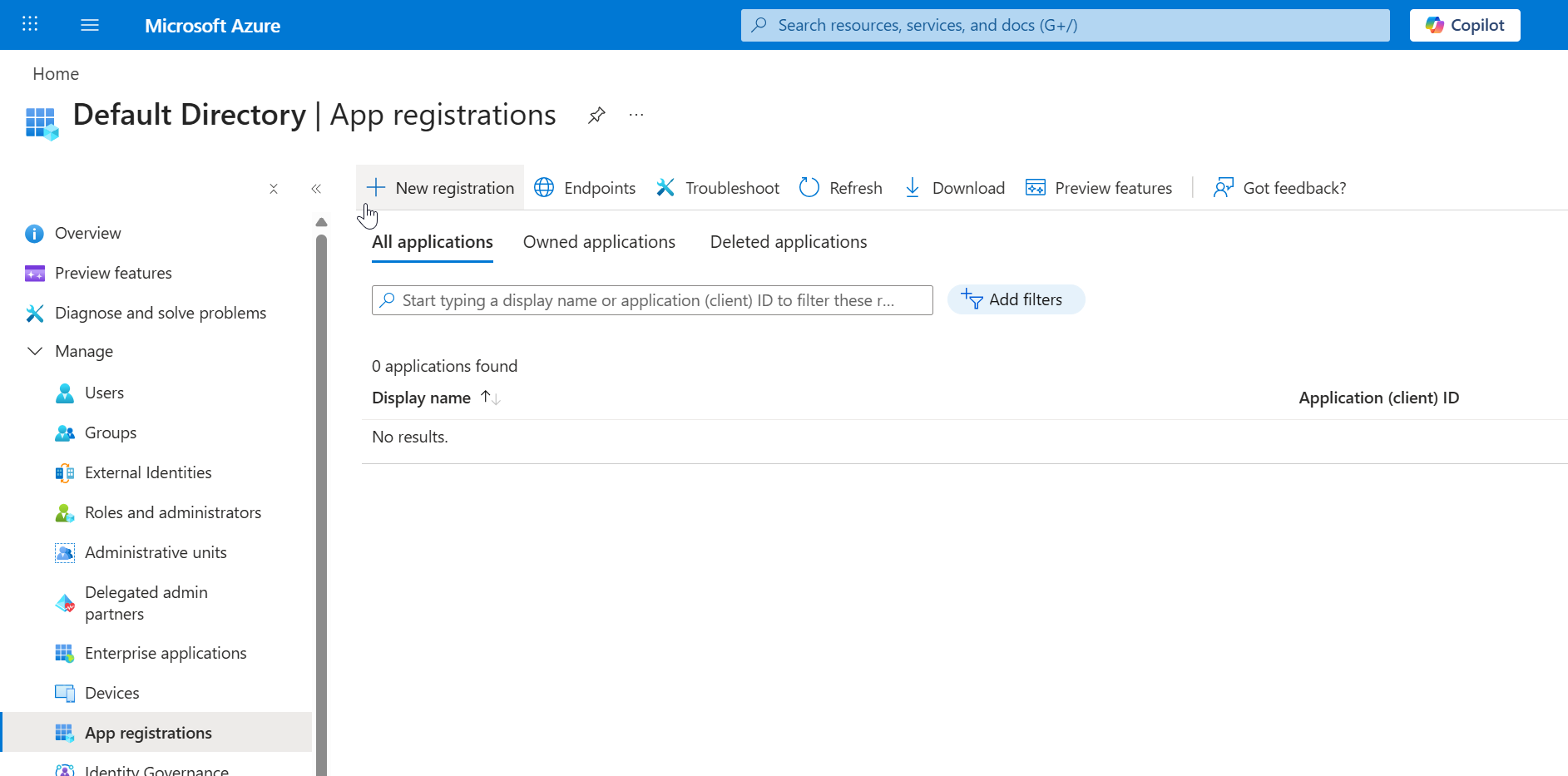 New app registration