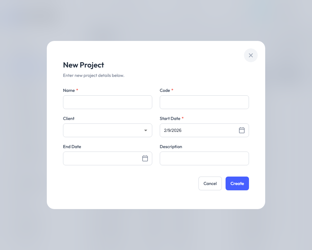 New Project Modal